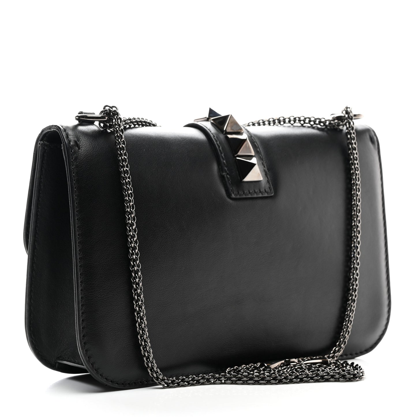 Vitello Medium Glam Lock Rockstud Flap Black
