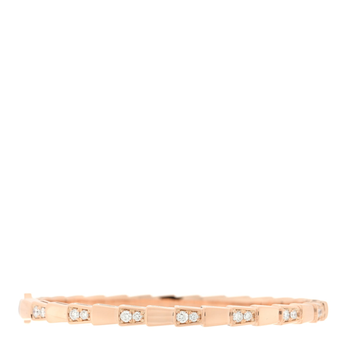 18K Rose Gold Diamond Serpenti Viper Bangle Bracelet S