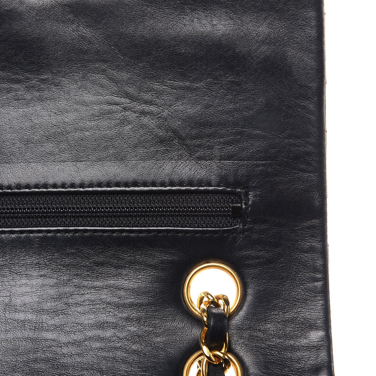 Lambskin Quilted Medium Double Flap Black