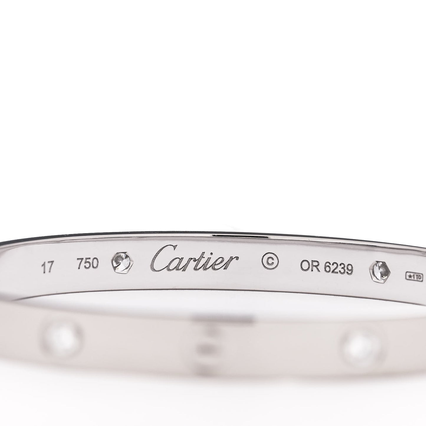 18K White Gold 4 Diamond LOVE Bracelet 17
