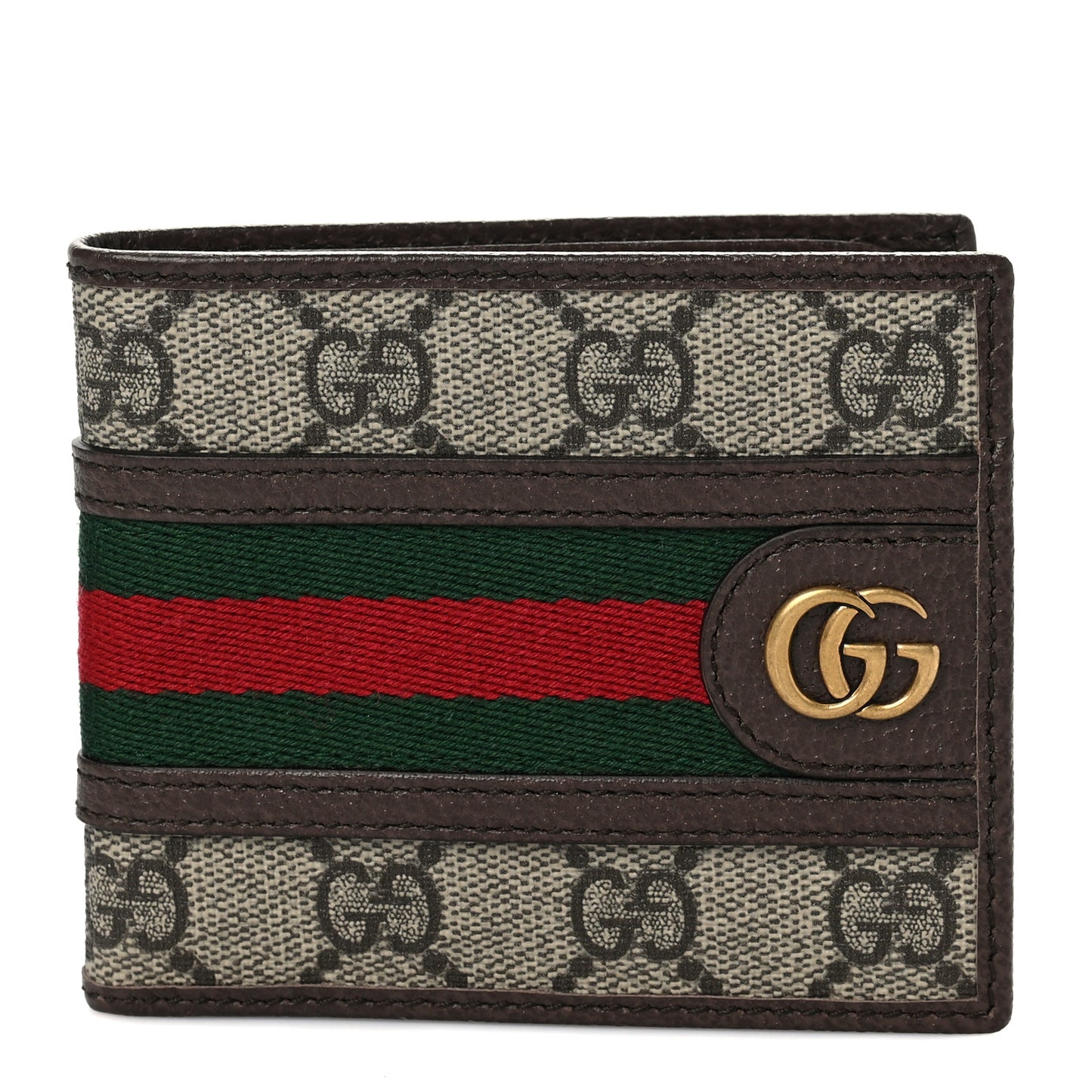 GG Supreme Monogram Web Mens Ophidia Bi-Fold Wallet Beige New Acero
