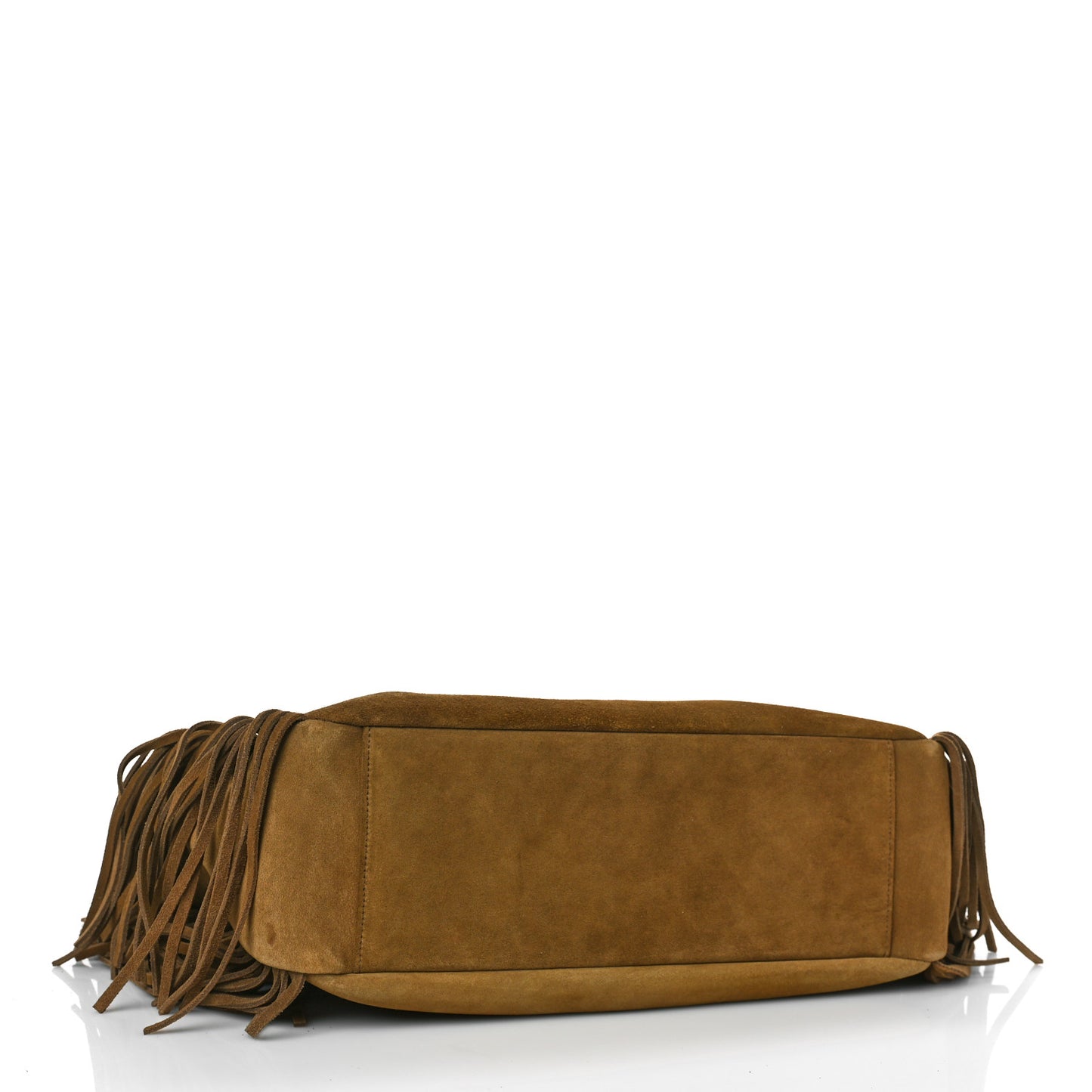 Suede Fringe Monogram Shopping Tote Light Ochre