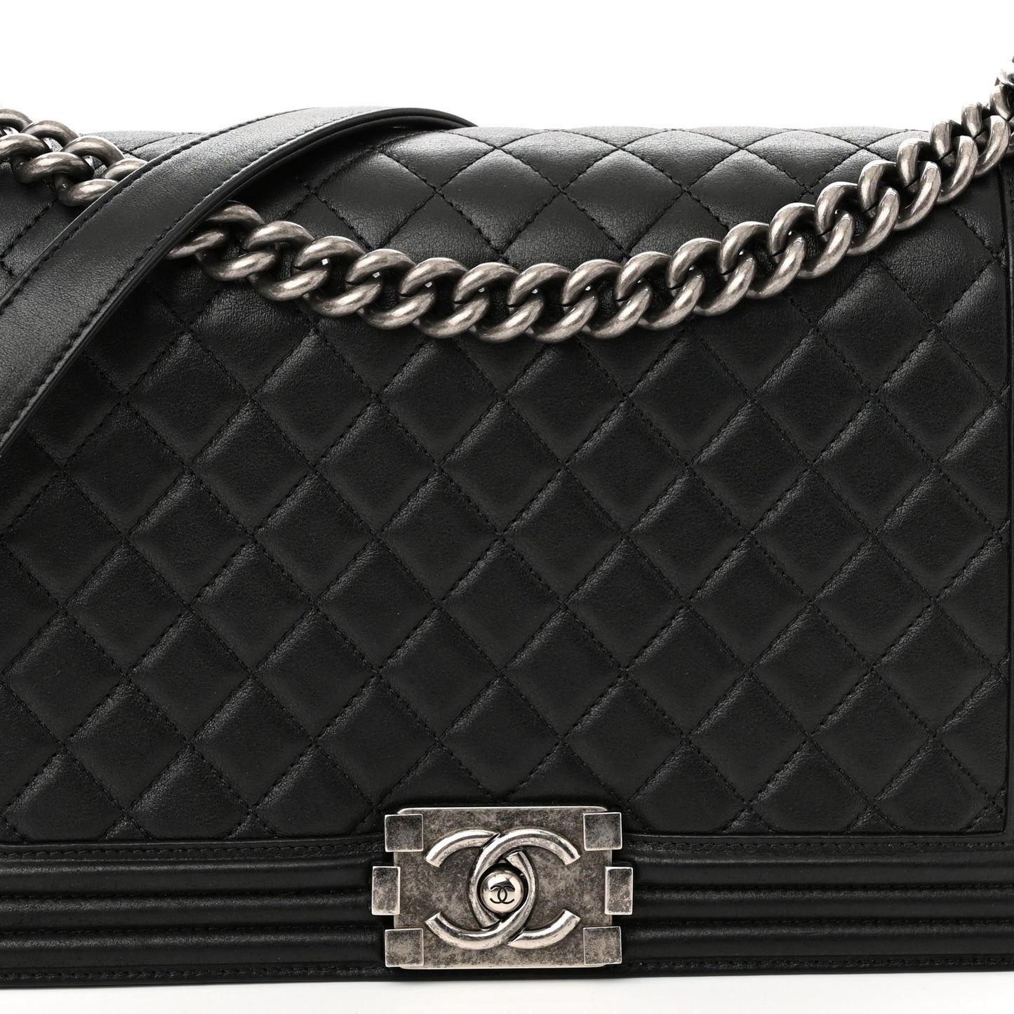 Lambskin Quilted New Medium Boy Flap Black