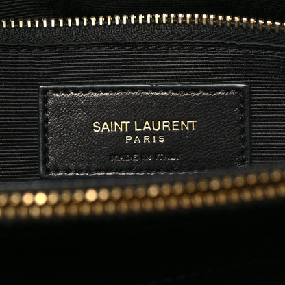 Saint Laurent Grain De Poudre Matelasse Chevron Monogram Shopping Bag Black 7 of 11