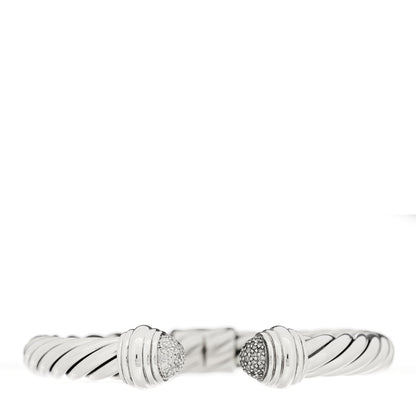 David Yurman Sterling Silver Diamond 8.5mm Cable Classics Bracelet 1 of 3