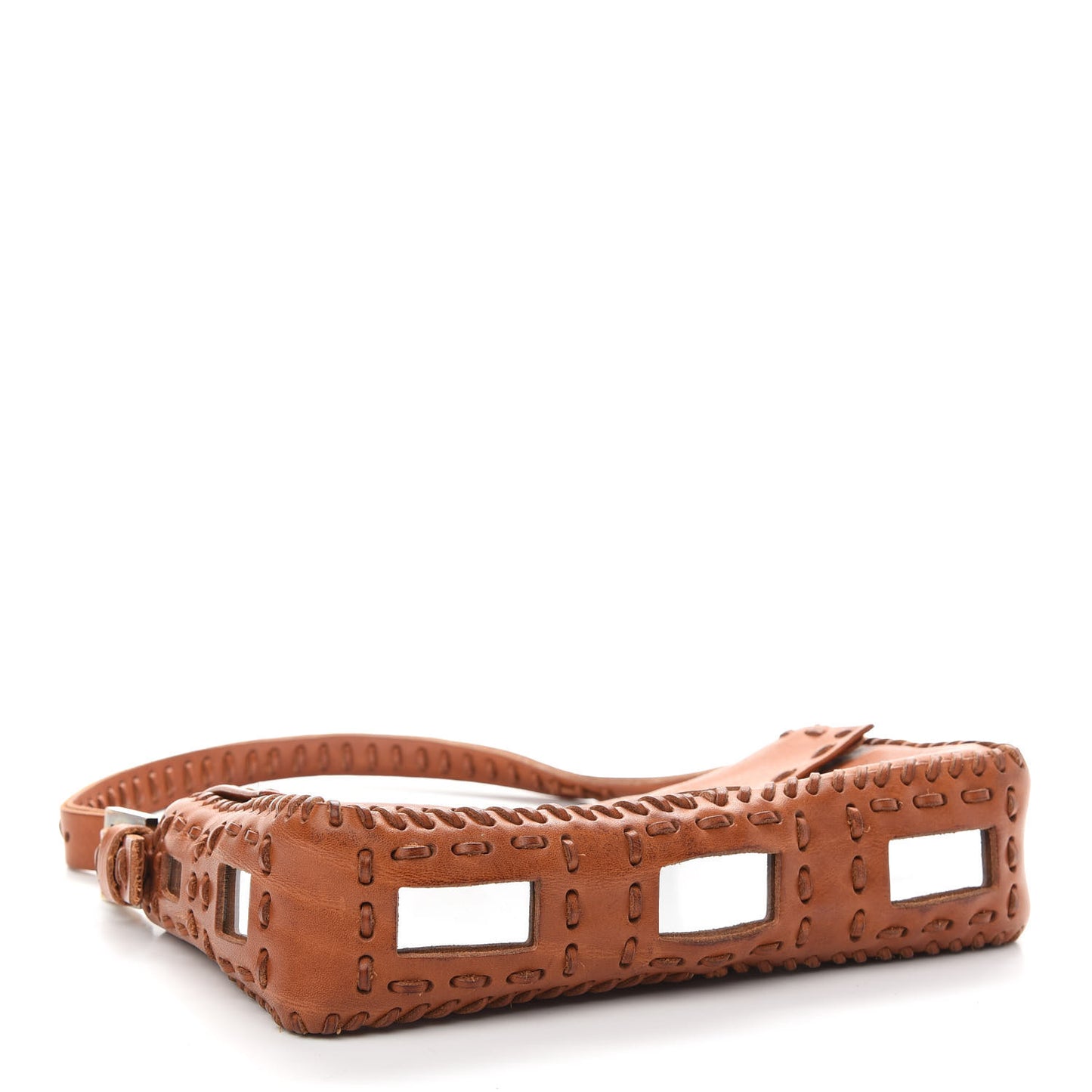 Calfskin Whipstitch Baguette Brown