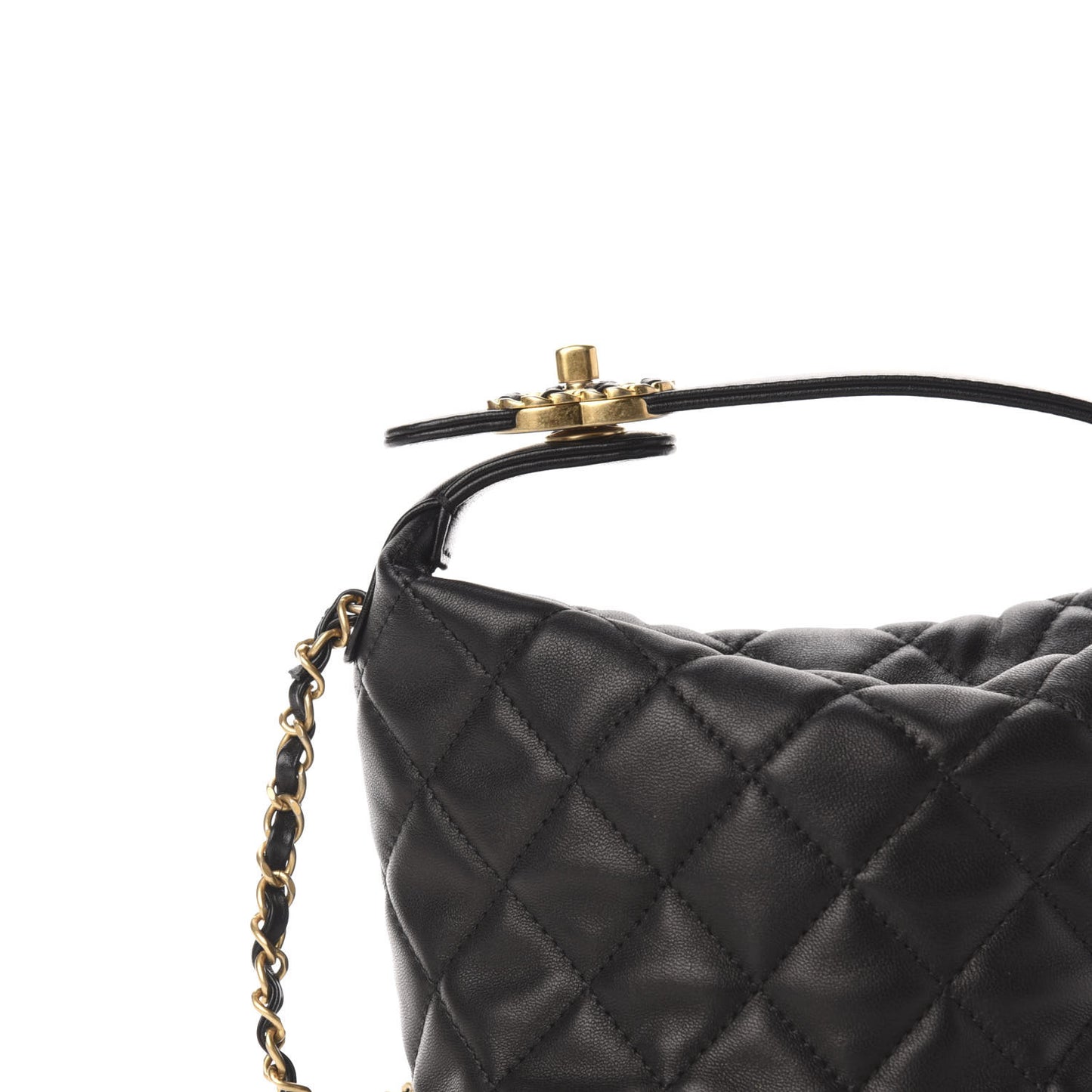 Lambskin Quilted Small Perfect Meeting Hobo Black