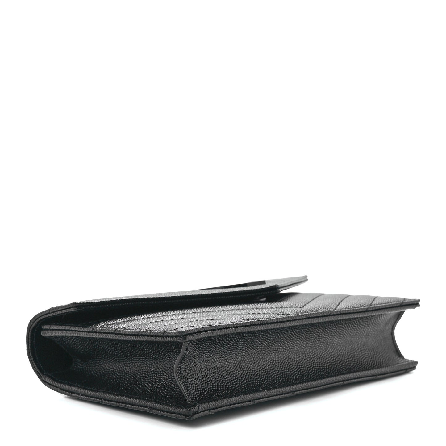 Grain De Poudre Matelasse Chevron Monogram Monochrome Envelope Chain Wallet Black
