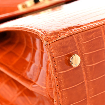 Salvatore Ferragamo Crocodile Gancini 2-Way Top Handle Bag Orange 8 of 17