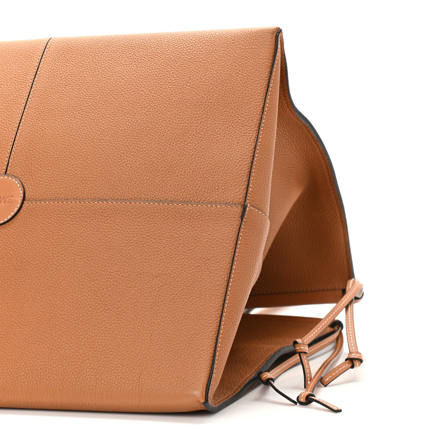Grained Calfskin Cushion Tote Tan