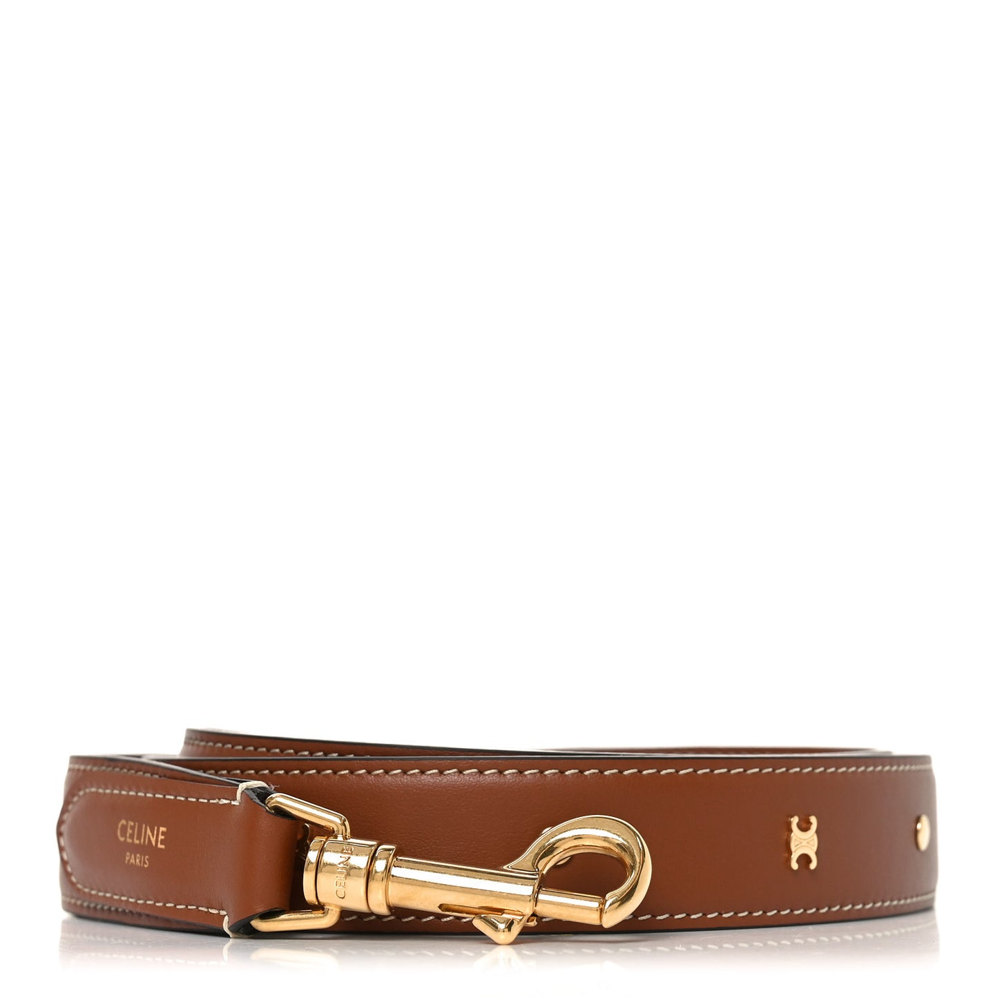 Smooth Calfskin Triopmhe Studs Long Strap Tan