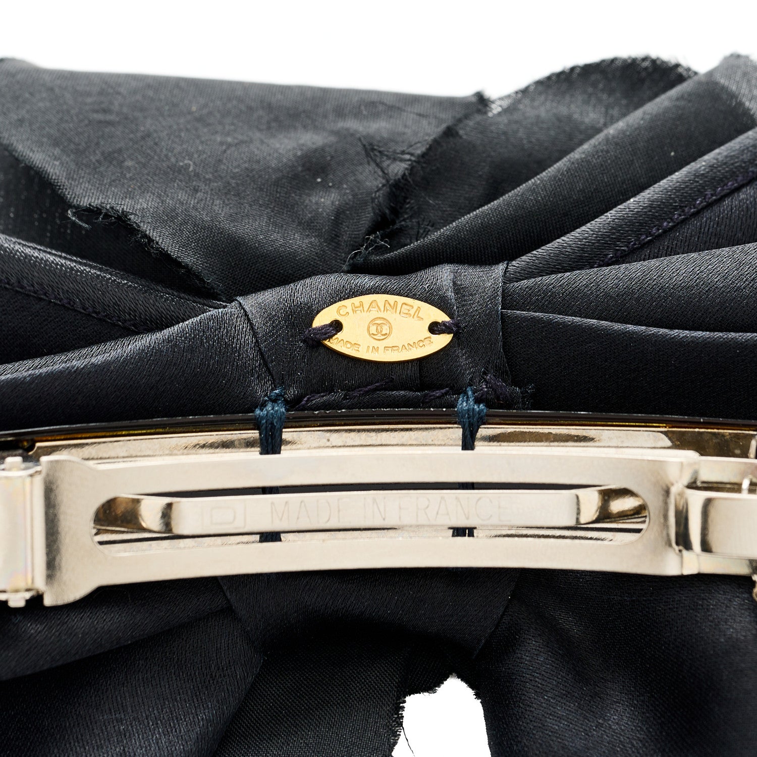 Chanel Satin Camellia Hair Clip Bow Black 4 of 4