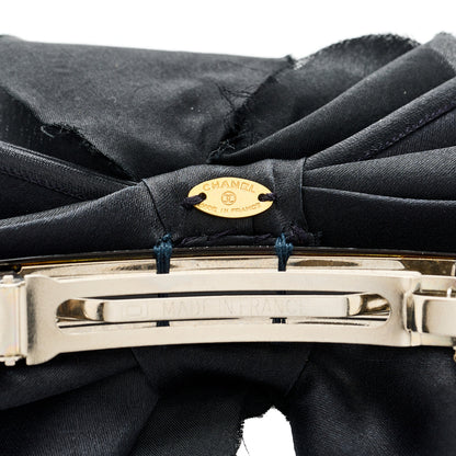 Chanel Satin Camellia Hair Clip Bow Black 4 of 4