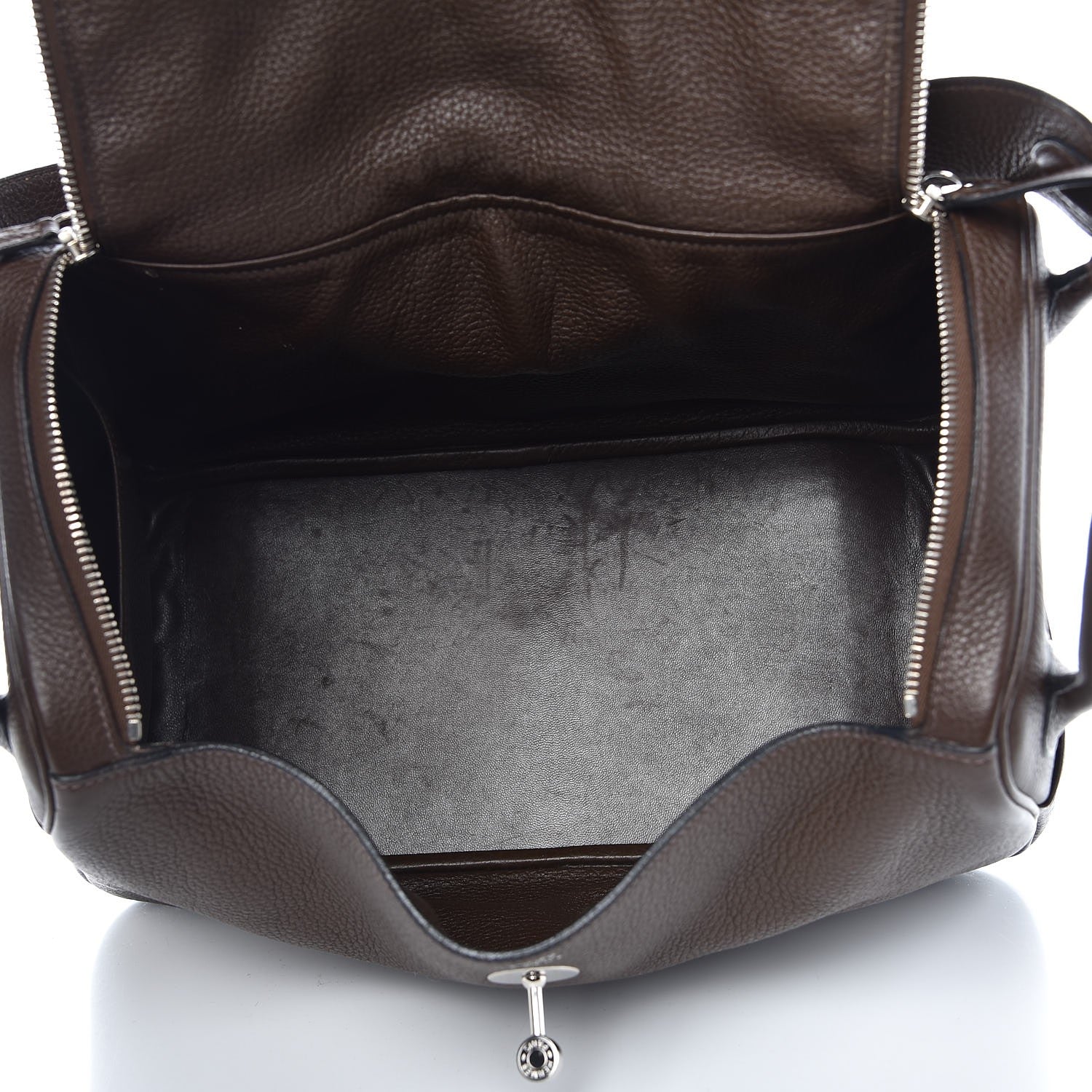 Hermes Taurillon Clemence Lindy 34 Chocolate 5 of 12
