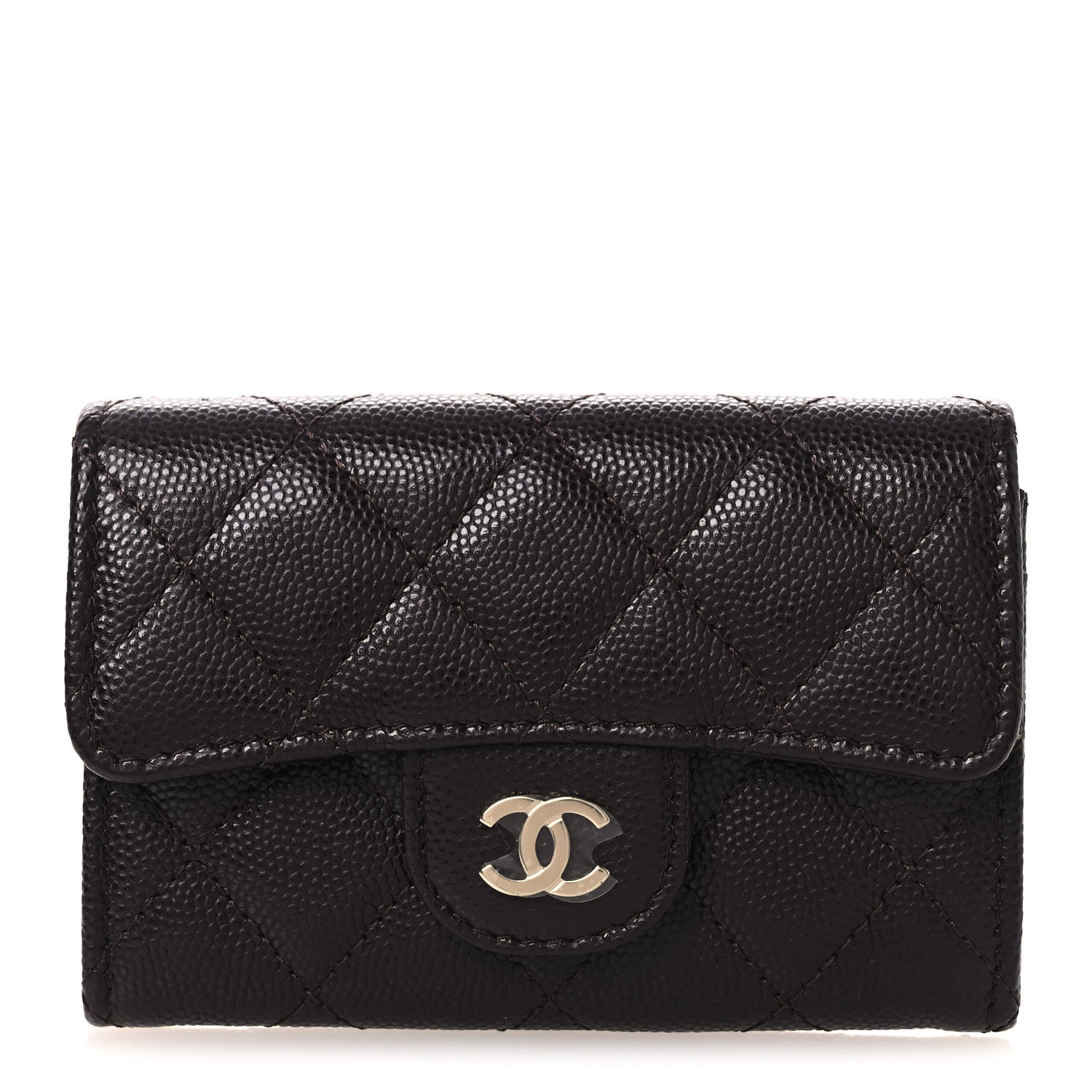 Chanel Caviar Quilted Flap Card Holder Wallet Burgundy 1 of 10