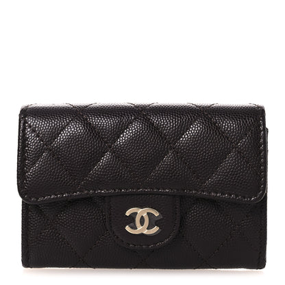 Chanel Caviar Quilted Flap Card Holder Wallet Burgundy 1 of 10