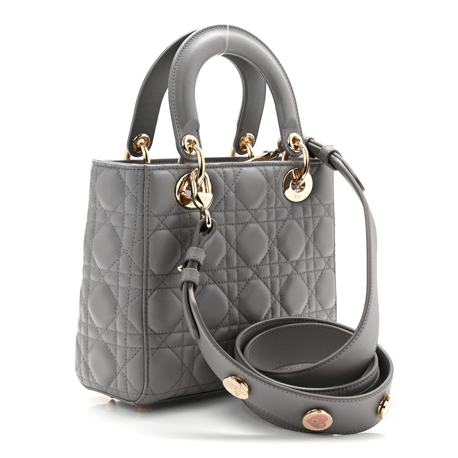 Christian Dior Lambskin Cannage Small Lucky Badges My Lady Dior Grey 3 of 11