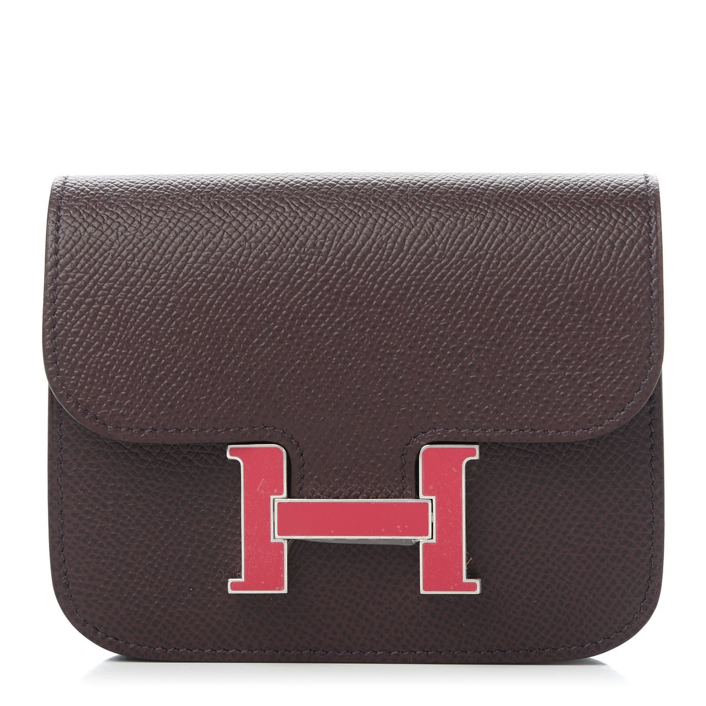 Epsom Enamel Constance Slim Wallet Rouge Sellier Framboise