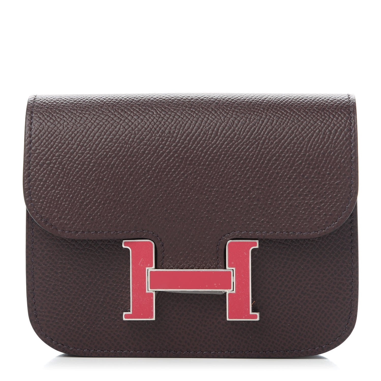 Hermes Epsom Enamel Constance Slim Wallet Rouge Sellier Framboise 1 of 11