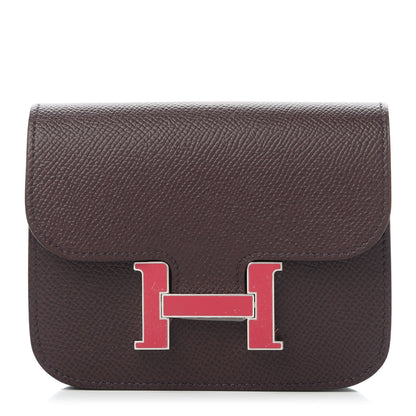 Hermes Epsom Enamel Constance Slim Wallet Rouge Sellier Framboise 1 of 11