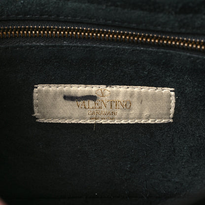 Valentino Garavani Pebbled Calfskin Medium Rockstud Rolling Flap Saddle Bag Black 7 of 9