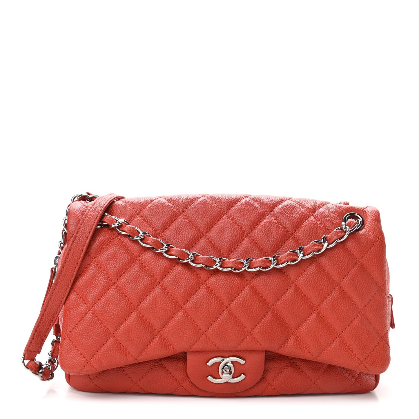 Caviar Quilted Jumbo Easy Flap Red