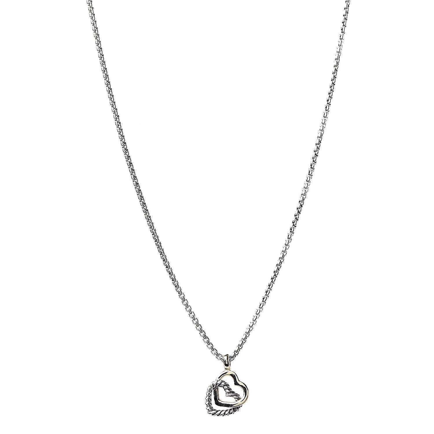 David Yurman Sterling Silver 18K Yellow Gold Cable Collectibles Interlocking Heart Pendant Necklace 1 of 6
