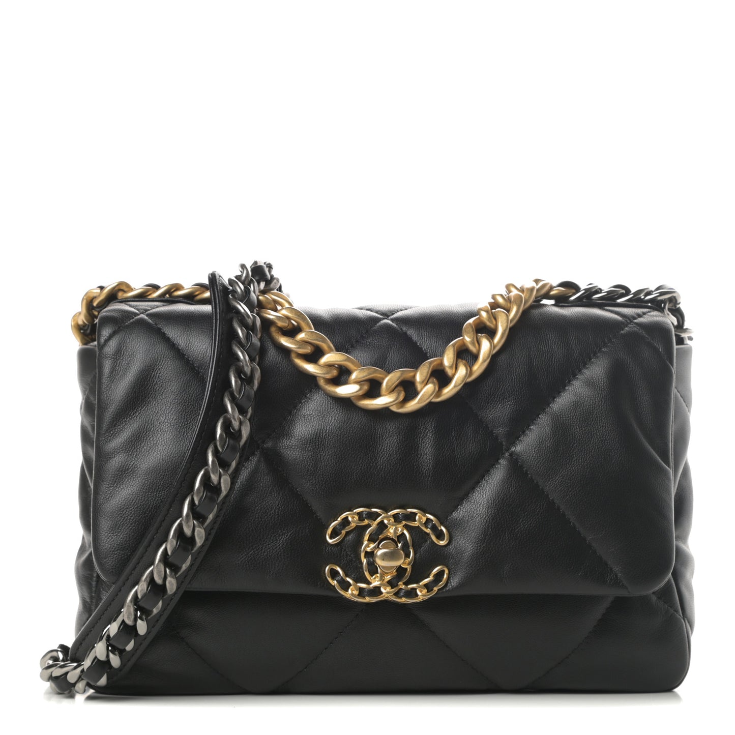 Goatskin Quilted Medium Chanel 19 Flap Black