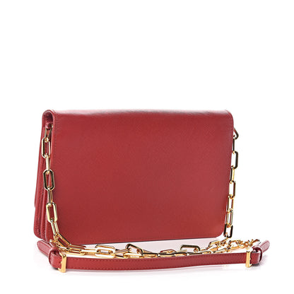 Prada Saffiano Metal Flap Wallet With Strap Fuoco 3 of 12
