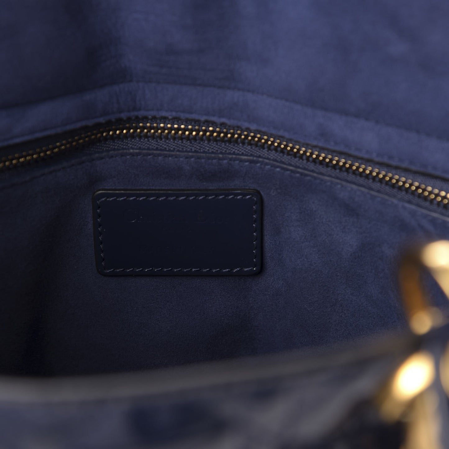 Patent Cannage Medium Lady Dior Navy Blue