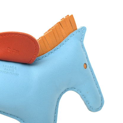 Hermes Milo Lambskin Grigri Rodeo Horse Bag Charm MM Celeste Naturel Bouton D'Or Cornaline 3 of 5