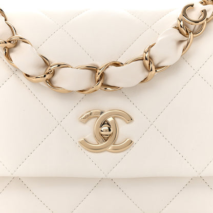 Chanel Lambskin Quilted Logo Strap Flap White 8 of 11