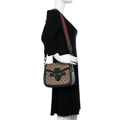 Gucci Monogram Calfskin Medium Lady Web Shoulder Bag Beige Green 2 of 12