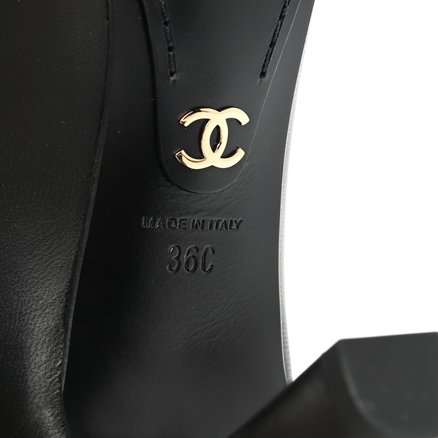 Chanel Lambskin Cap Toe CC Pumps 36 Black 6 of 9