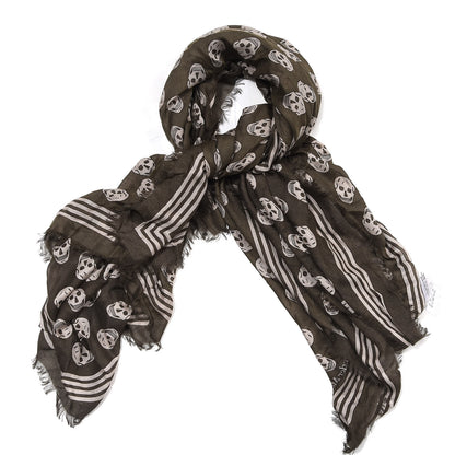 Alexander McQueen Modal Silk Skull Scarf Black White 1 of 3