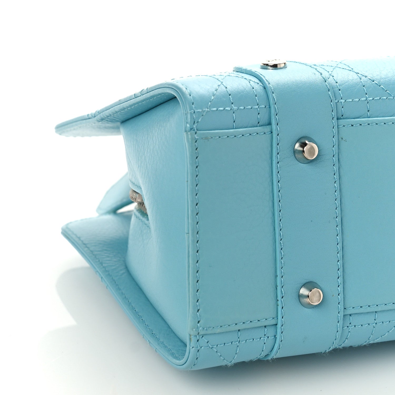 Christian Dior Calfskin Cannage Stitched Small East West Lady Dior Light Blue 7 of 9