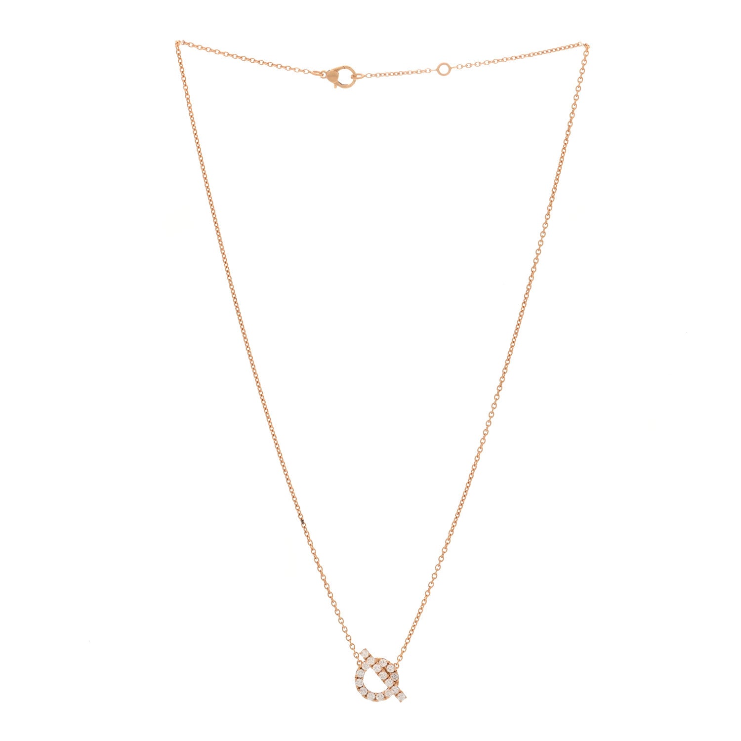 Hermes 18K Rose Gold Diamond Finesse Pendant Necklace 3 of 6