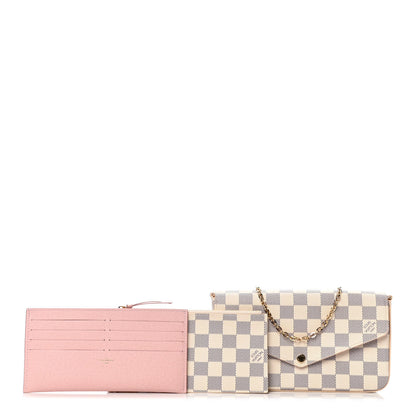 Louis Vuitton Damier Azur Pochette Felicie Chain Wallet Rose Ballerine 3 of 10