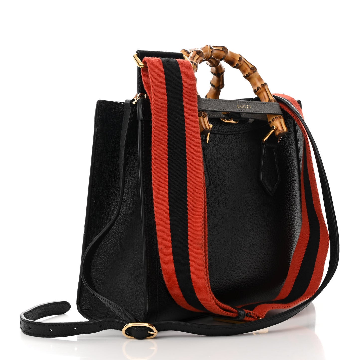 Textured Dollar Calfskin Web Small Diana Tote Bag Black Dusty Grey