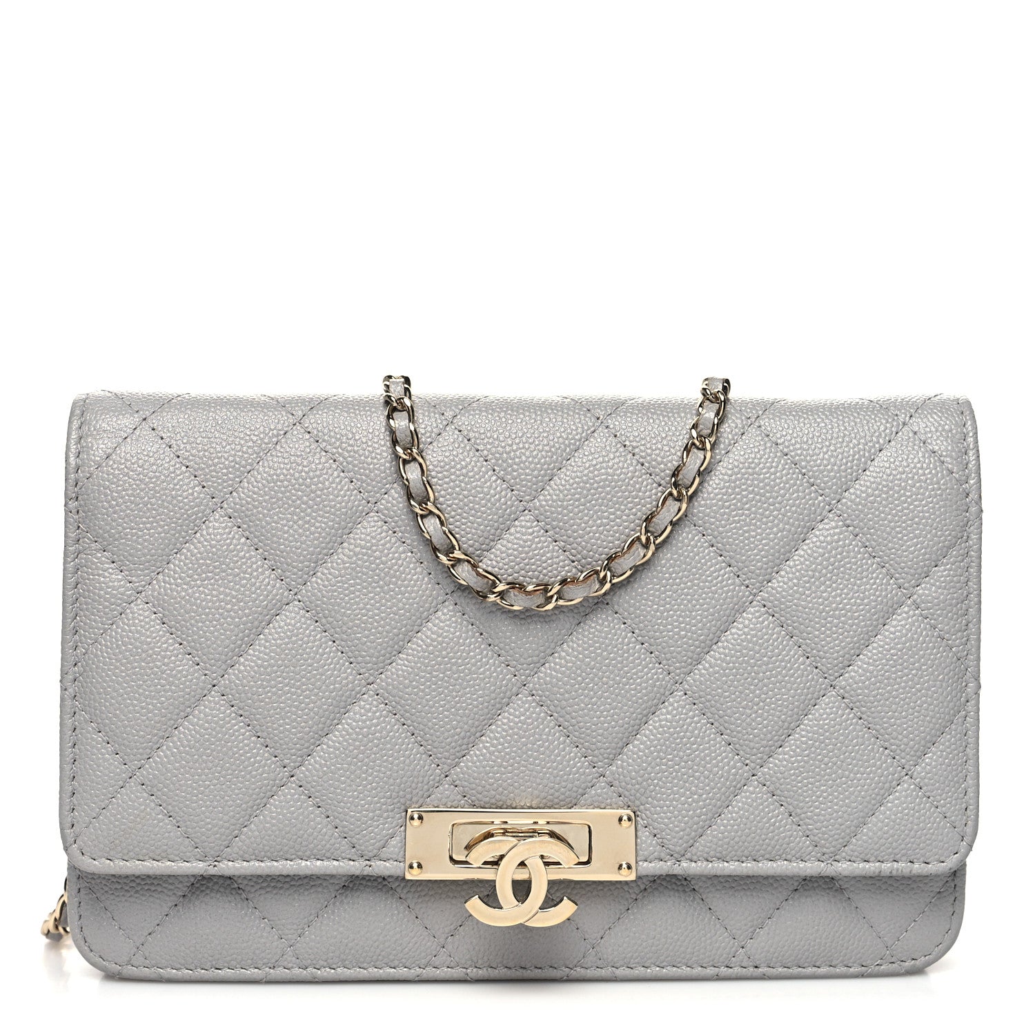 Chanel Caviar Quilted Golden Class Wallet On Chain WOC Gray 1 of 11