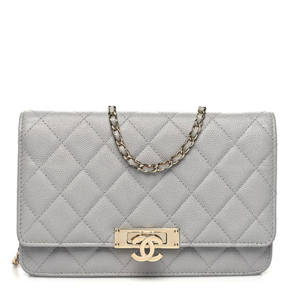 Chanel Caviar Quilted Golden Class Wallet On Chain WOC Gray 1 of 11