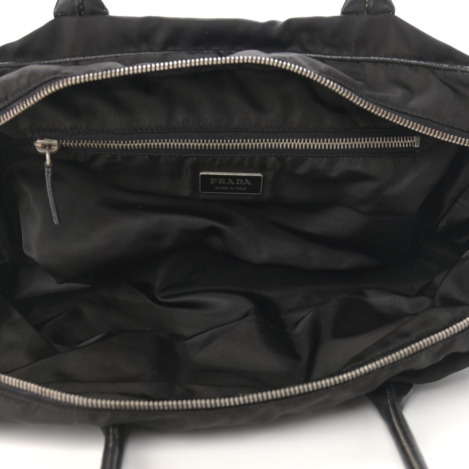 Prada Tessuto Nylon Calfskin Shoulder Bag Black 4 of 13
