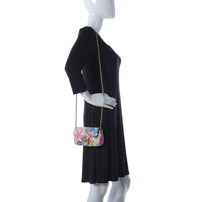 Gucci X KEN SCOTT Calfskin Matelasse Floral Print Super Mini GG Marmont Shoulder Bag Ivory Pink 2 of 11