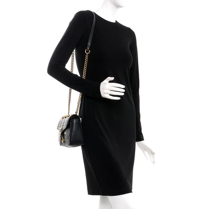 Gucci Calfskin Matelasse Studded Small Pearly GG Marmont Shoulder Bag Black 2 of 7