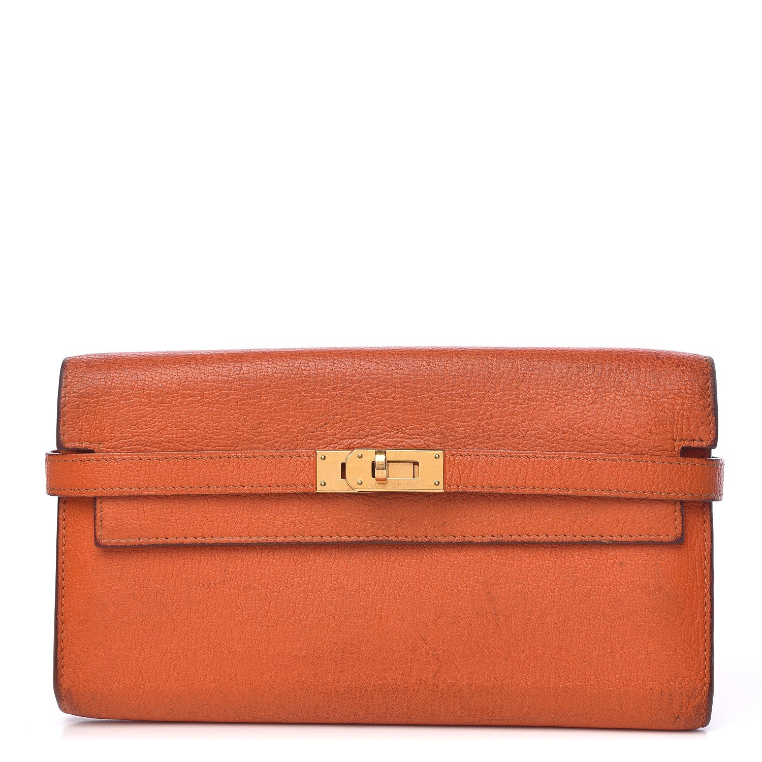 Hermes Chevre Mysore Kelly Longue Wallet Orange 1 of 22