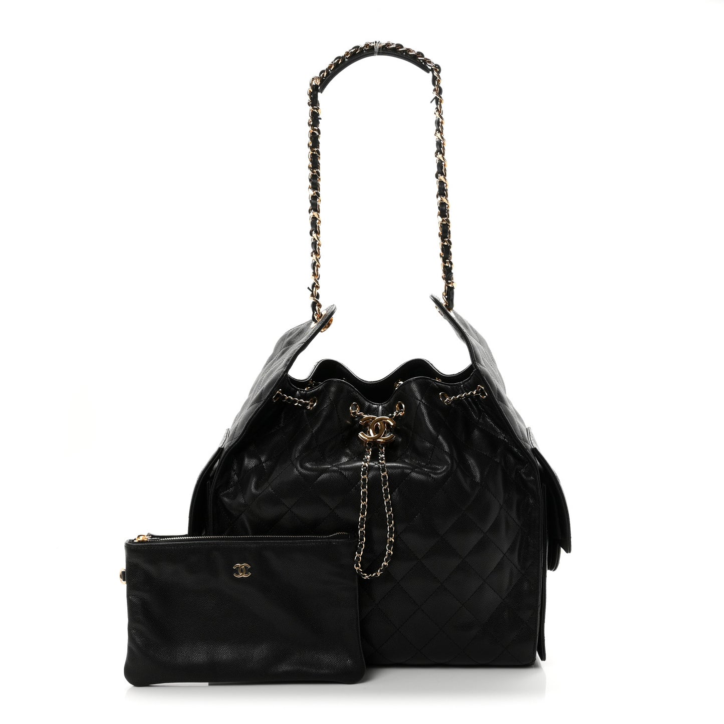 Caviar Quilted Medium Chanel 25 Handbag Black