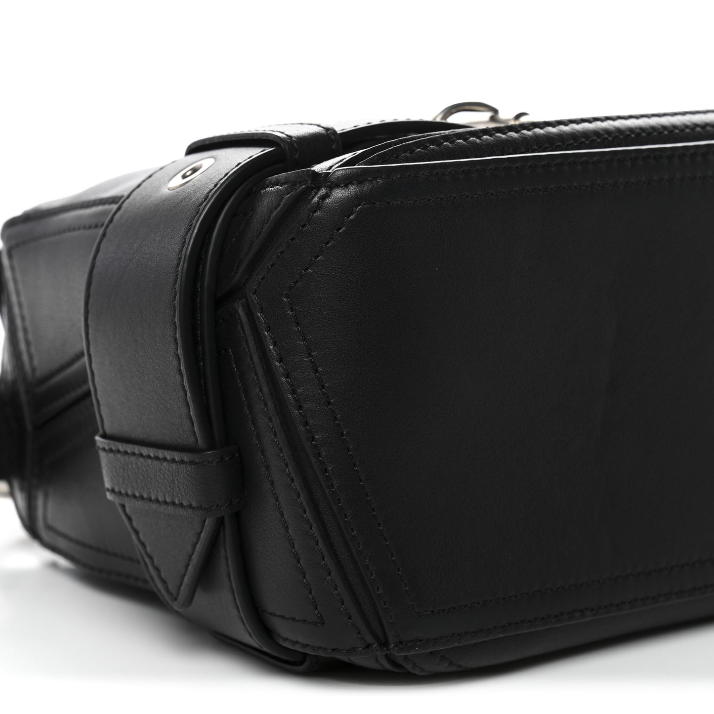 Shiny Calfskin Small Puzzle Biker Bag Black