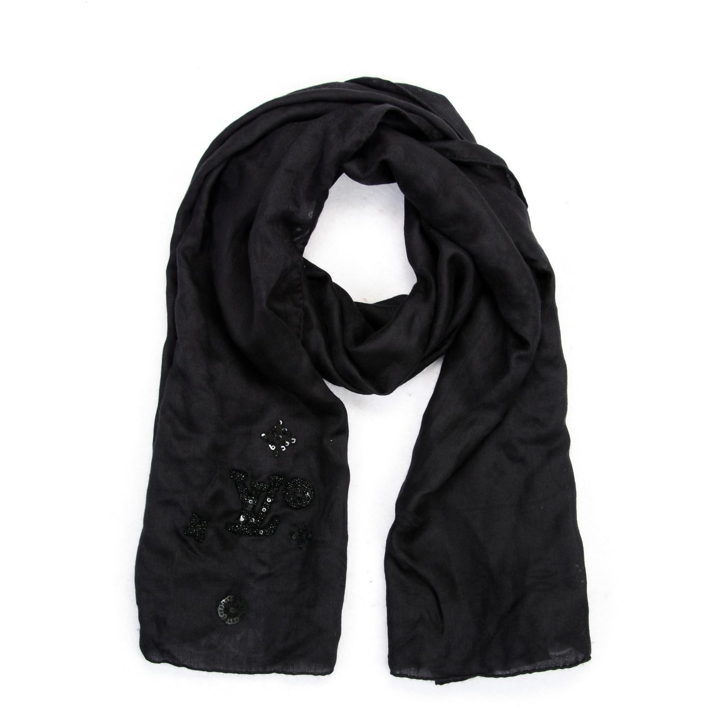 Cashmere Silk Sequin Scarf Black