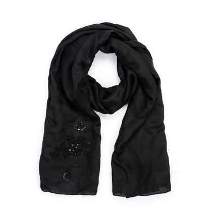 Louis Vuitton Cashmere Silk Sequin Scarf Black 1 of 5