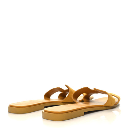 Hermes Suede Goatskin Oran Sandals 39.5 Jaune Sable 4 of 8
